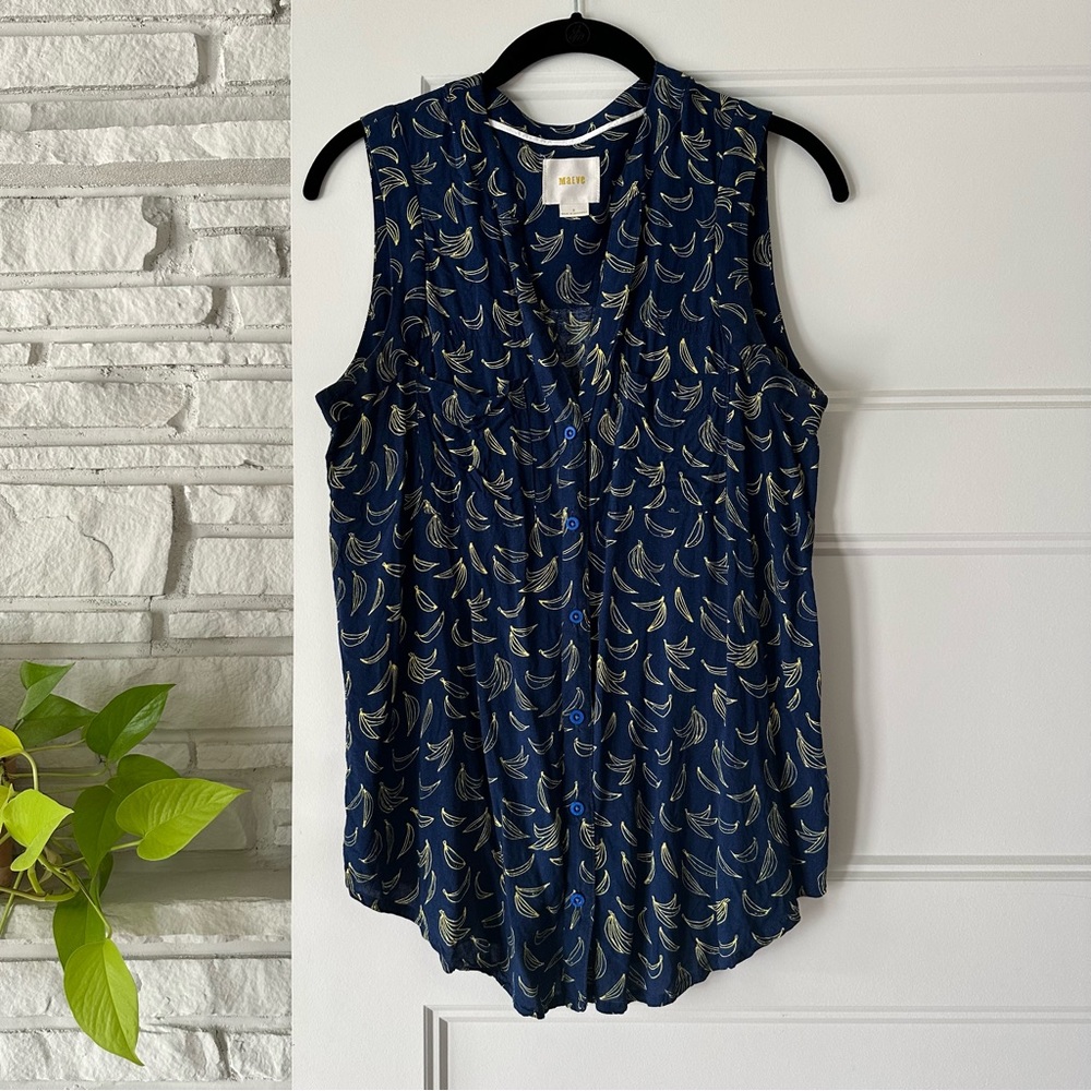 Maeve Anthropologie banana print sleeveless top